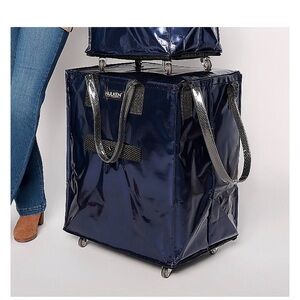 Navy Blue Rolling Tote Bag